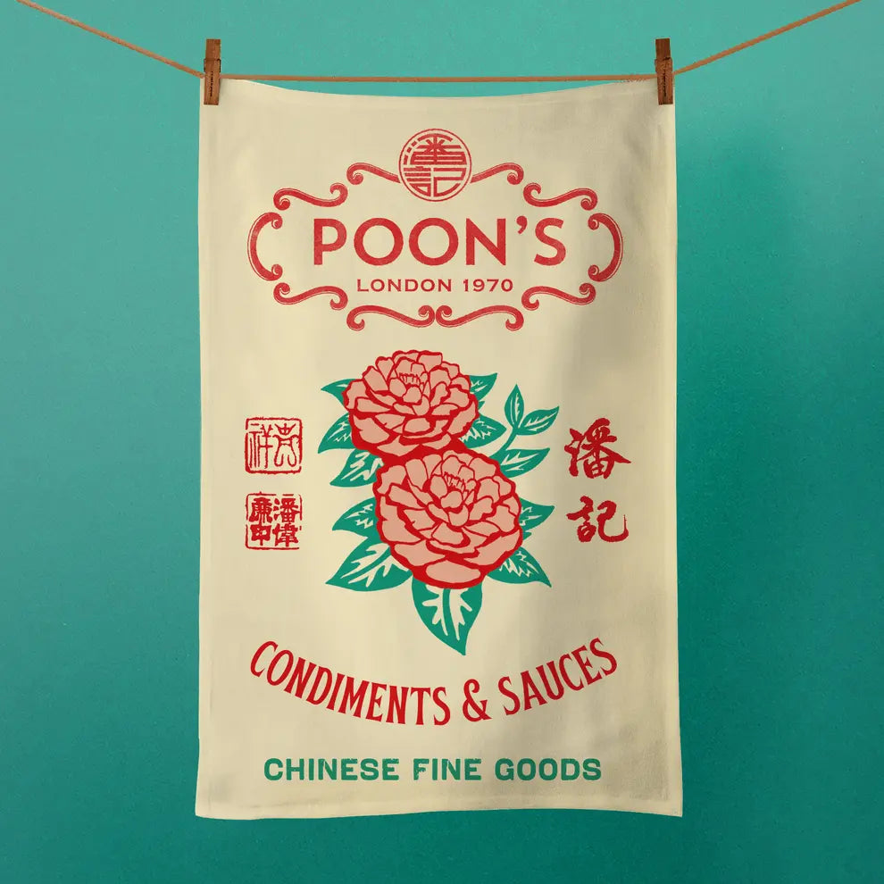 Poon's London Rice Sack Tea Towel - Migration Museum Shop