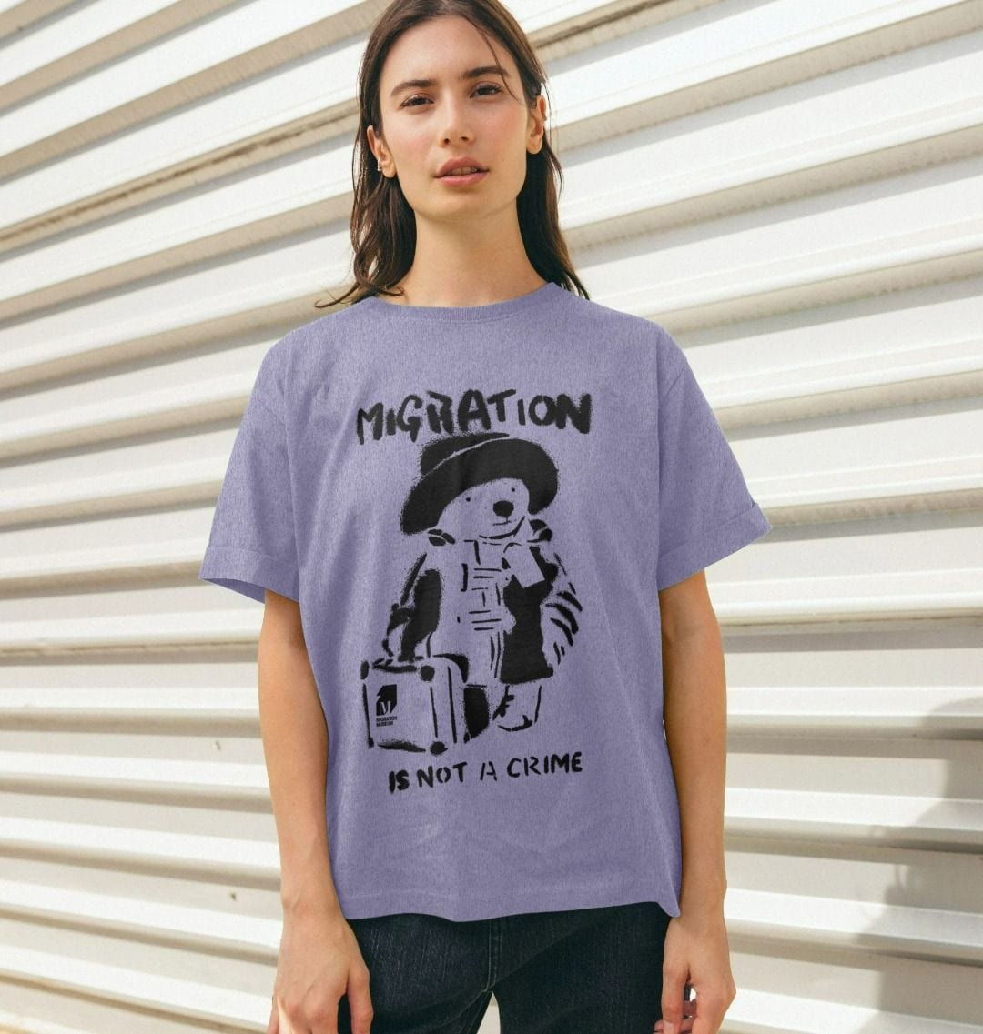 Migration is Not a Crime Women's Remill® Relaxed Fit T-shirt - Migration Museum Shop