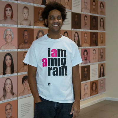 T-shirt: I Am a Migrant (white) - Migration Museum Shop
