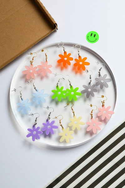 Kam Creates - Flower Power Acrylic Earrings - Migration Museum Shop