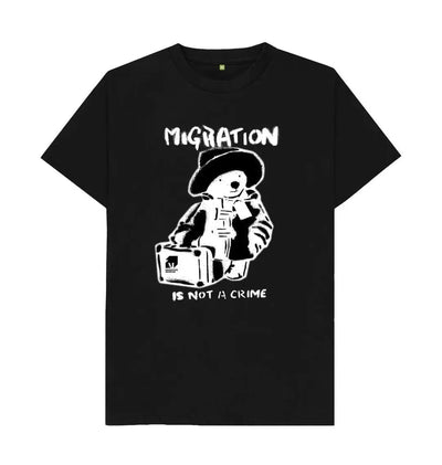 Migration Is Not A Crime - Organic Cotton Men's Black T-shirt - Migration Museum Shop
