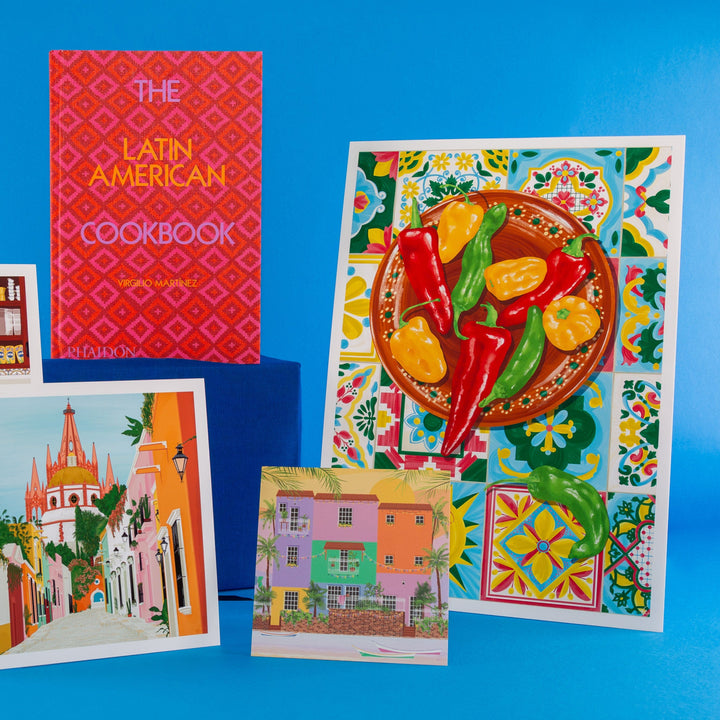 Vero Illustrates Mexican Chillis & Tiles Art Print A3