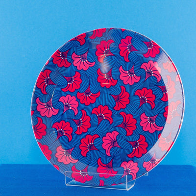 Shaven Raven Ankara Blues African Print Melamine Plate