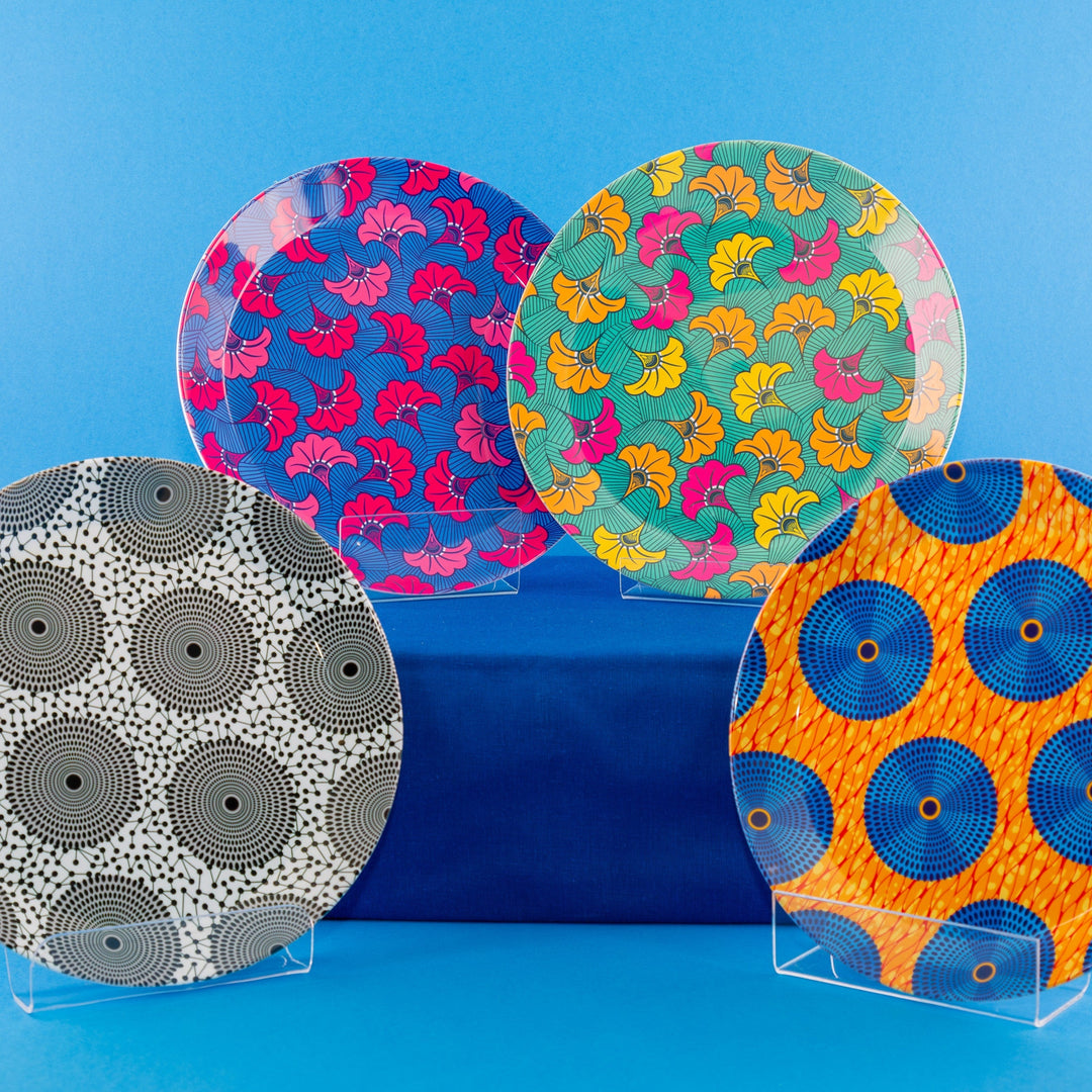 Shaven Raven Ankara Monochrome African Print Melamine Plate