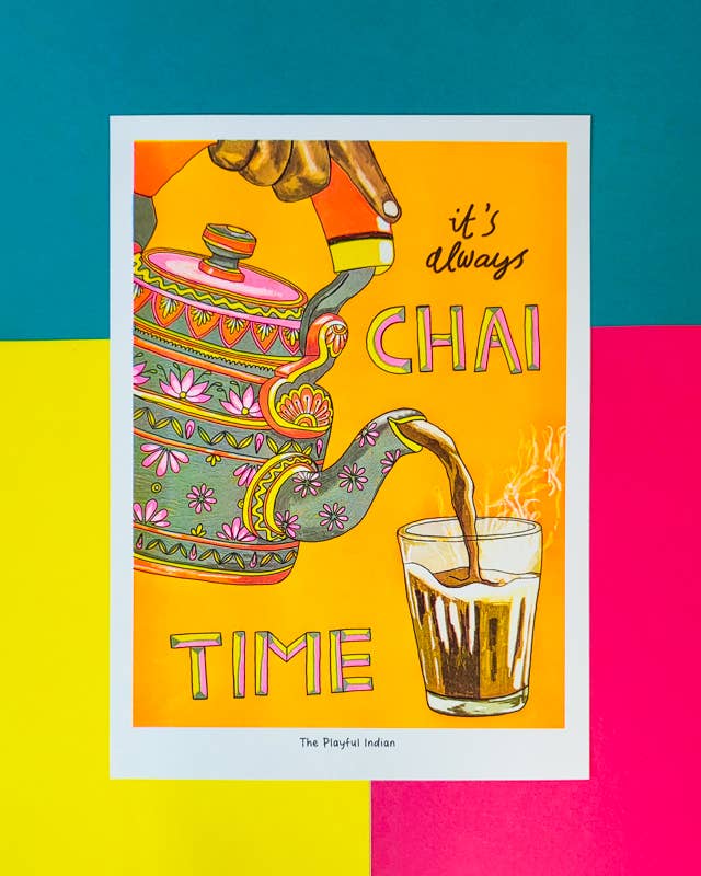 It's Always Chai Time A3 Risograph Print