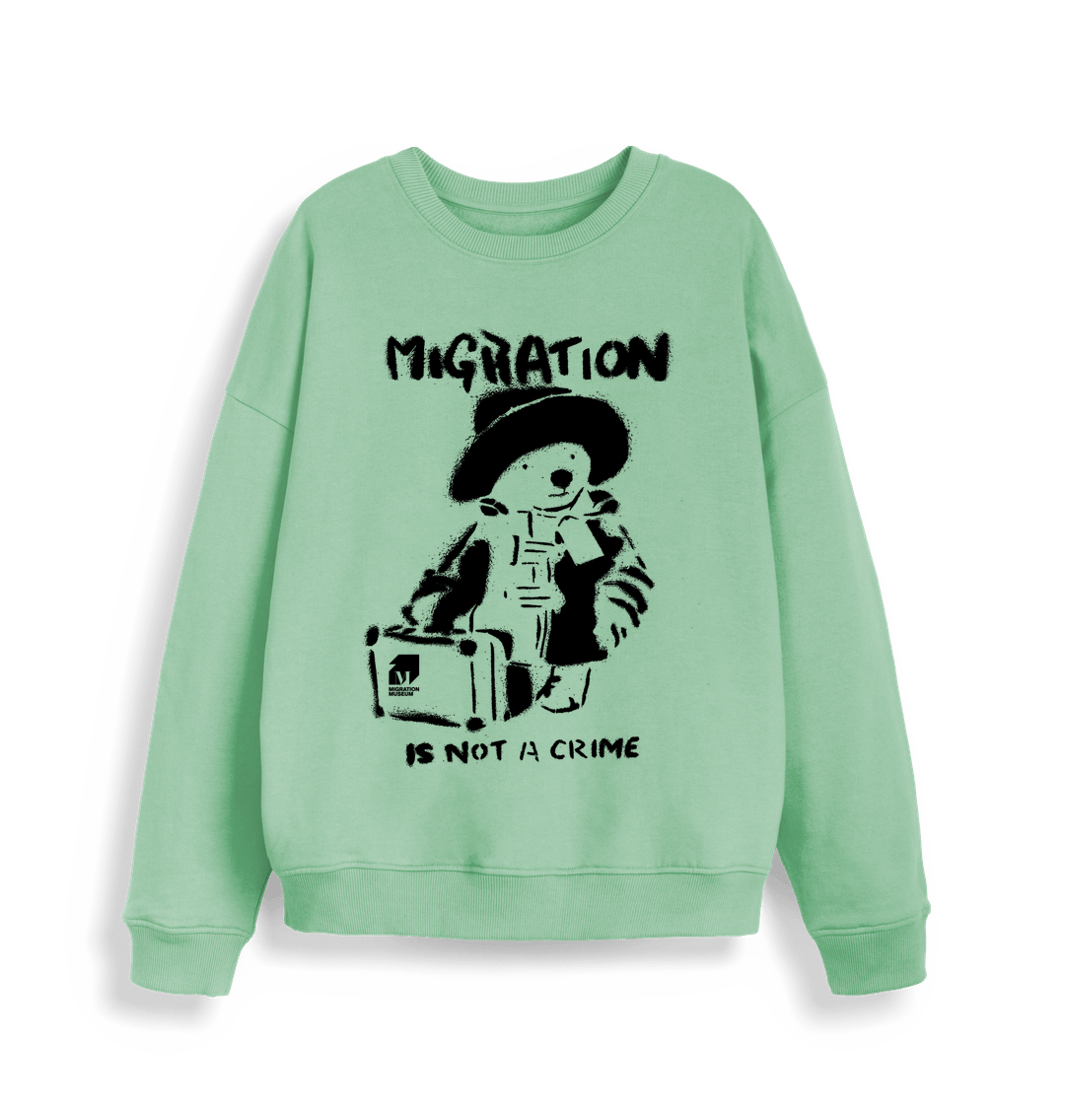 Misty Jade Migration is Not a Crime Women's Oversized Organic Sweatshirt