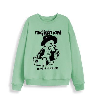 Misty Jade Migration is Not a Crime Women's Oversized Organic Sweatshirt