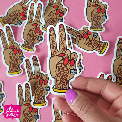 Peace Menhdi Hand Vinyl Sticker