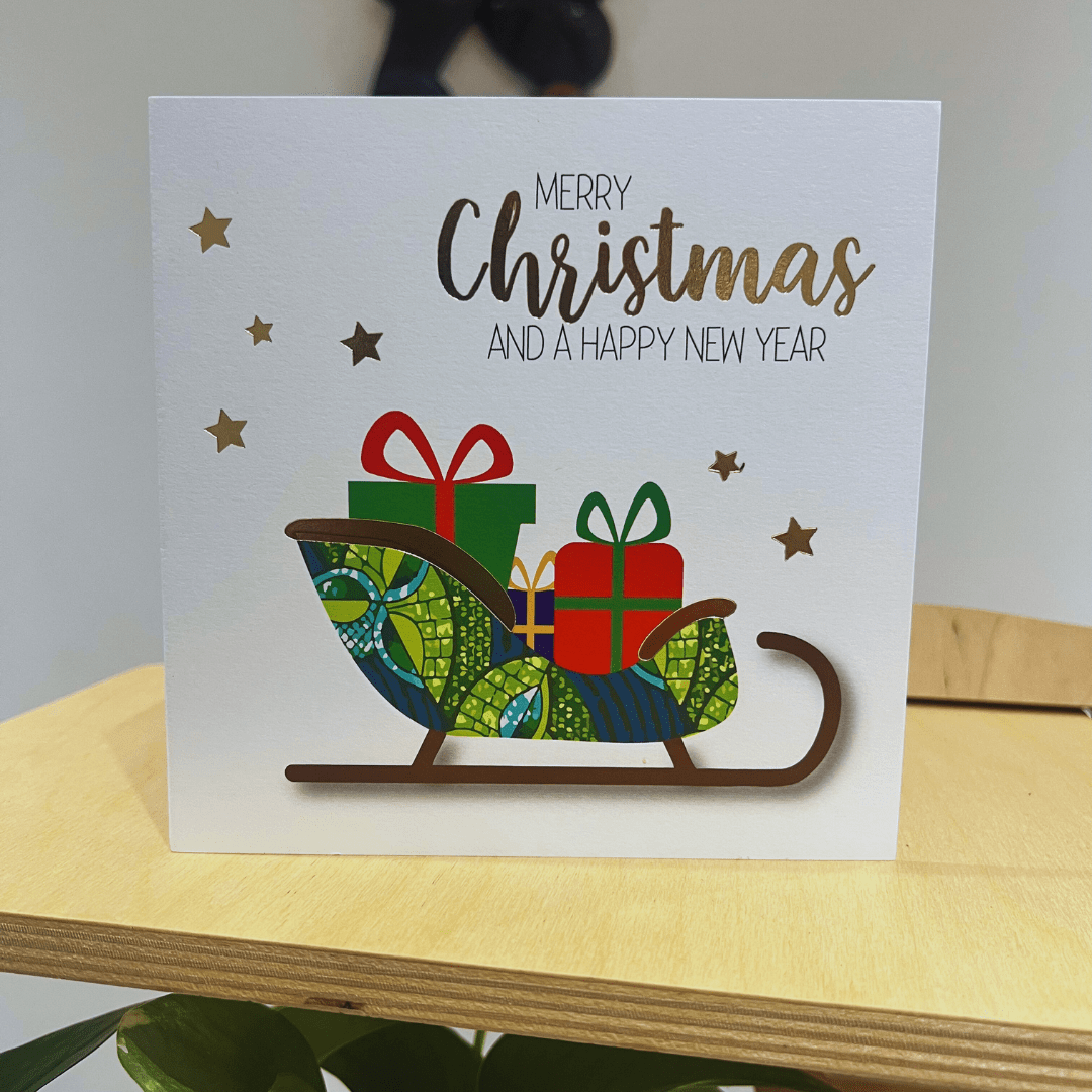 Afrotouch Santa Sleigh Christmas Card