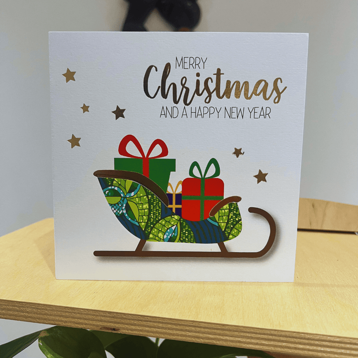 Afrotouch Santa Sleigh Christmas Card