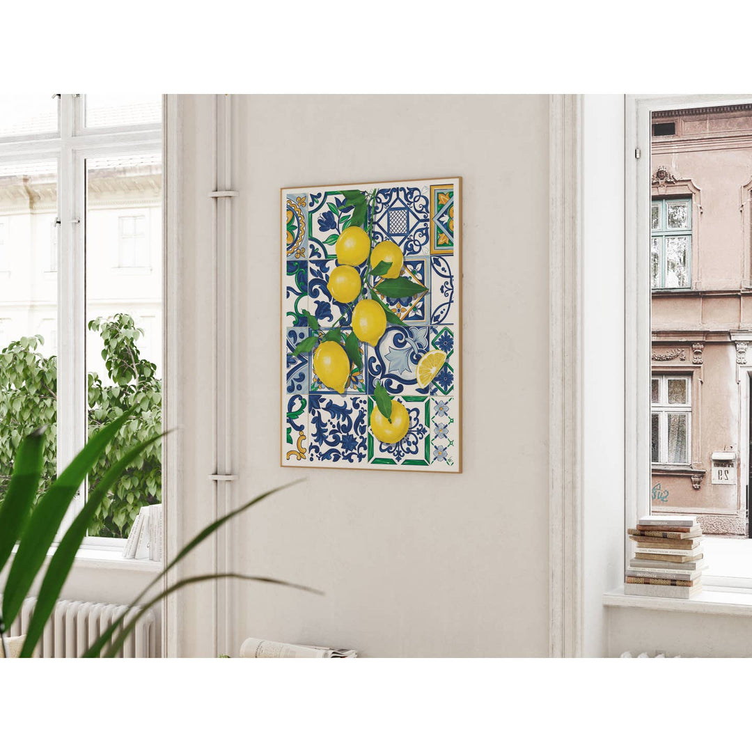 Vero Illustrates Lemons over Tiles Art Print A3