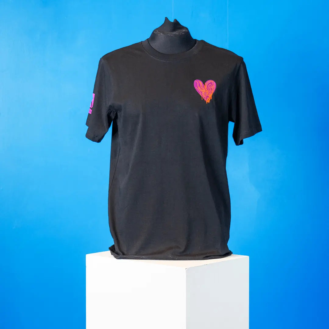 Nicole Chui x Migration Museum Embroidered Heart Organic T-shirt - Black - Migration Museum Shop