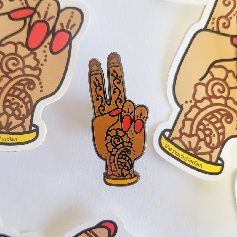 Peace Mehndi Hand Enamel Pin The Playful Indian