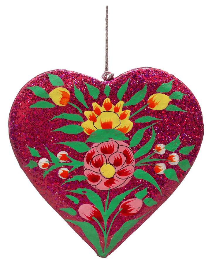 Valentine Collection Flat Heart Ornament: Orange