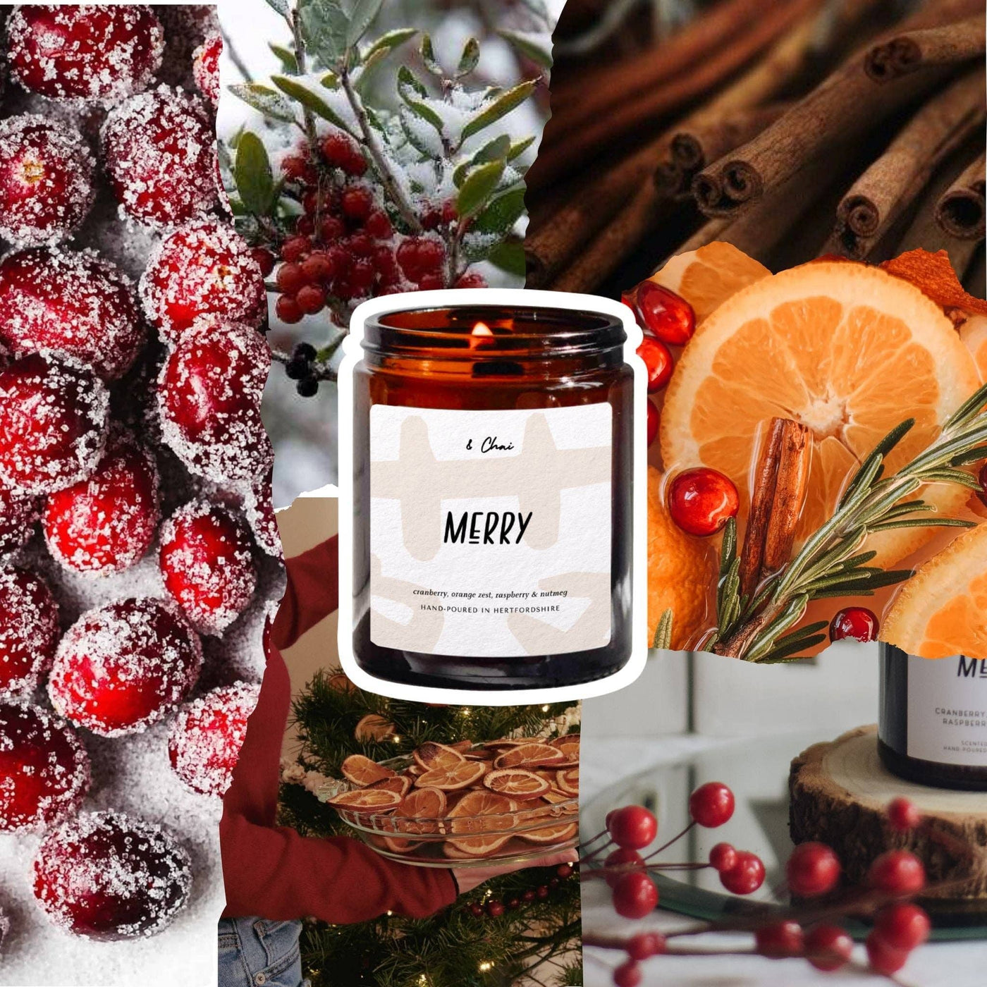 Merry Soy Candle | Orange & Cranberry Christmas Scent