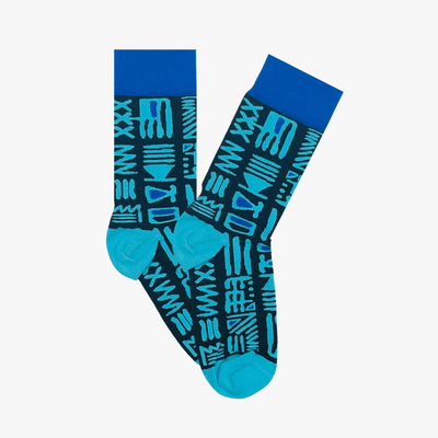 Afropop Tribal Blue Socks Large Afropop