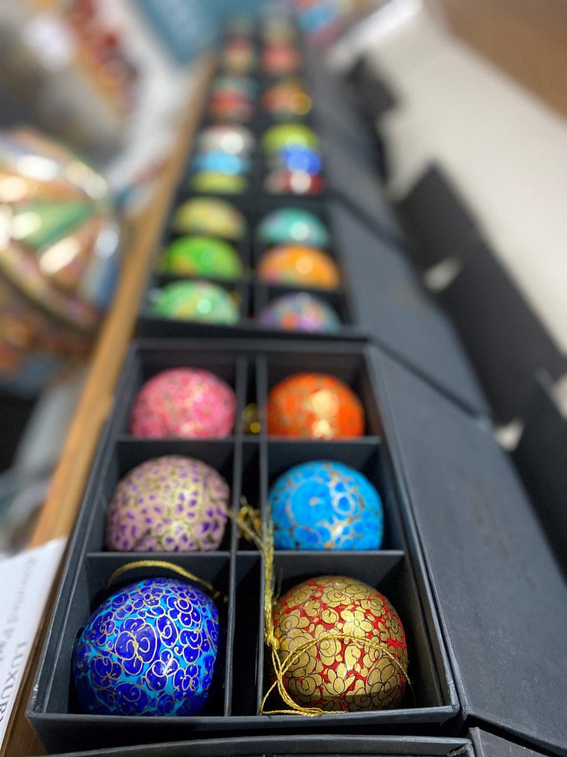 Handmade Kashmiri Bauble Decorations (gift set of 6) by Honest Honest Love Our Planet