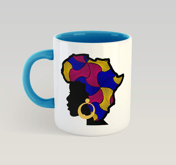 African Queen Mug (Swirls): Blue