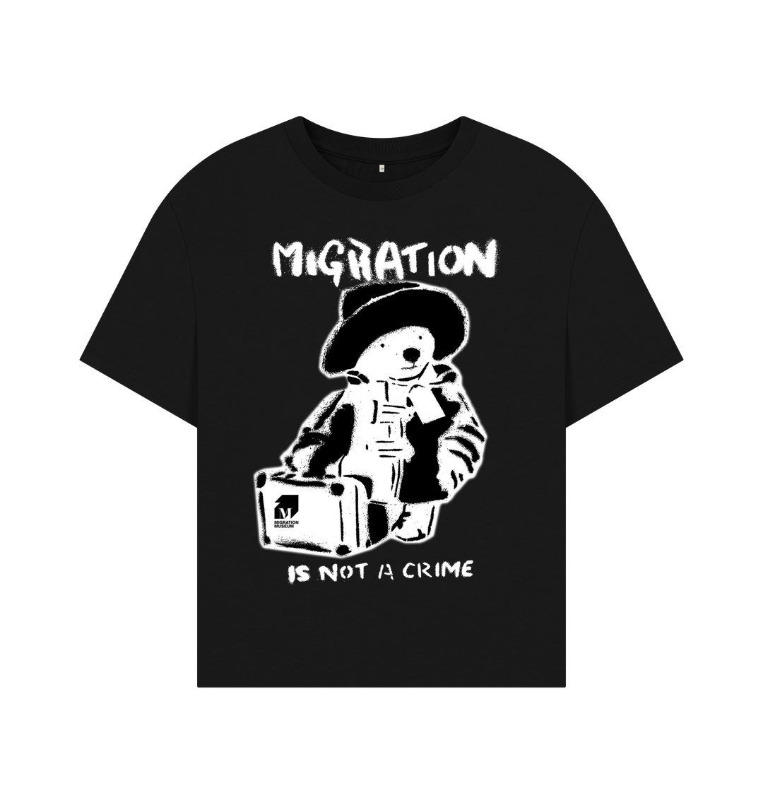 Black Migration Is Not A Crime - Organic Cotton Women's Oversized Black T-shirt