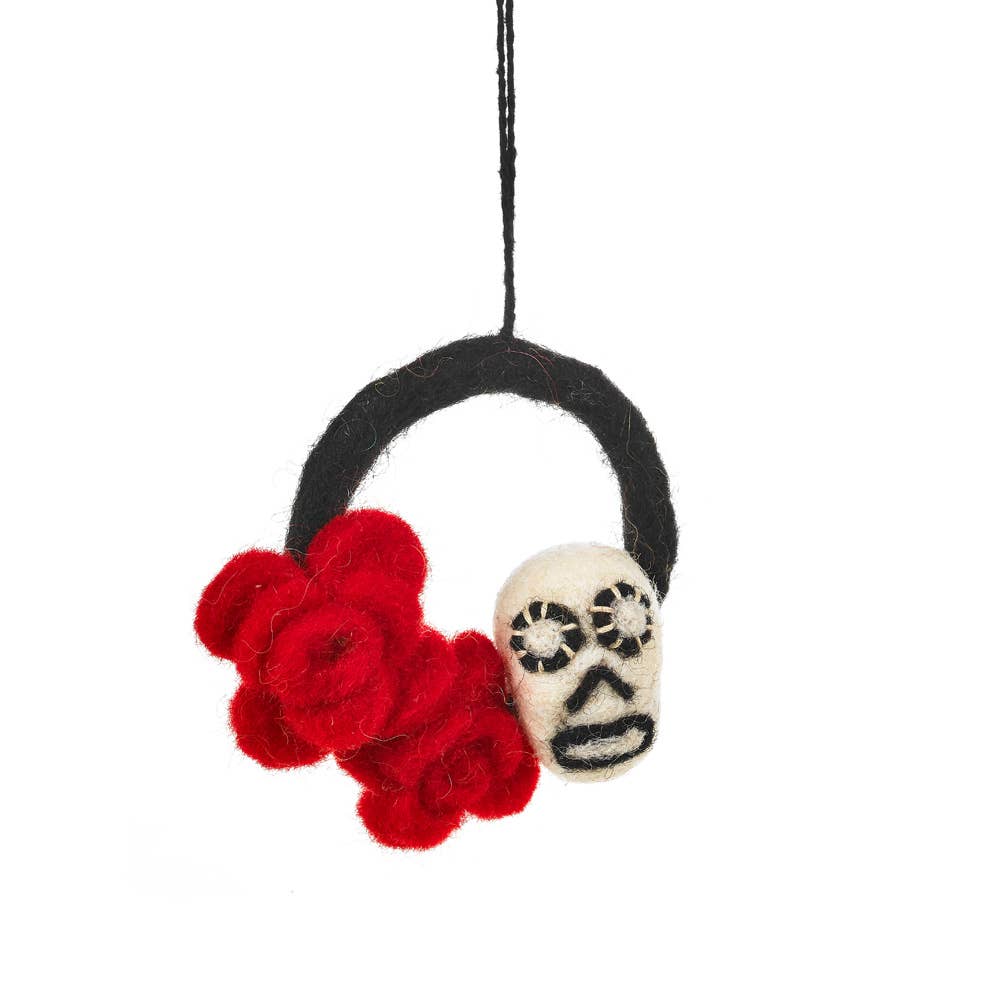 Handmade Felt Mexicana Skull Hanging Decoration