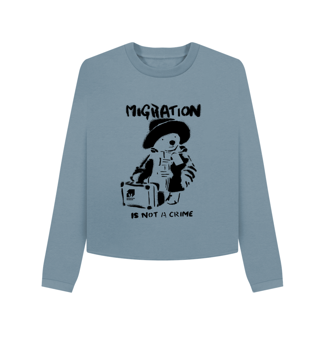 Stone Blue Printed Boxy Jumpers Front