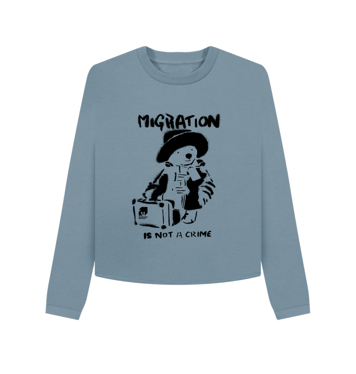 Stone Blue Printed Boxy Jumpers Front