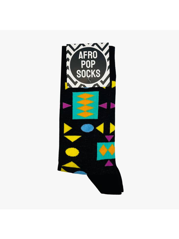 Afropop Retro Black Socks - medium - Migration Museum Shop