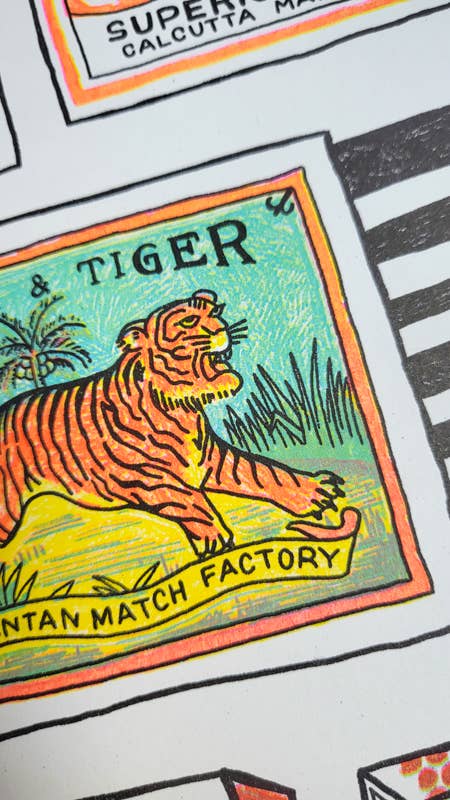 Indian Matchboxes - A3 Risograph Print