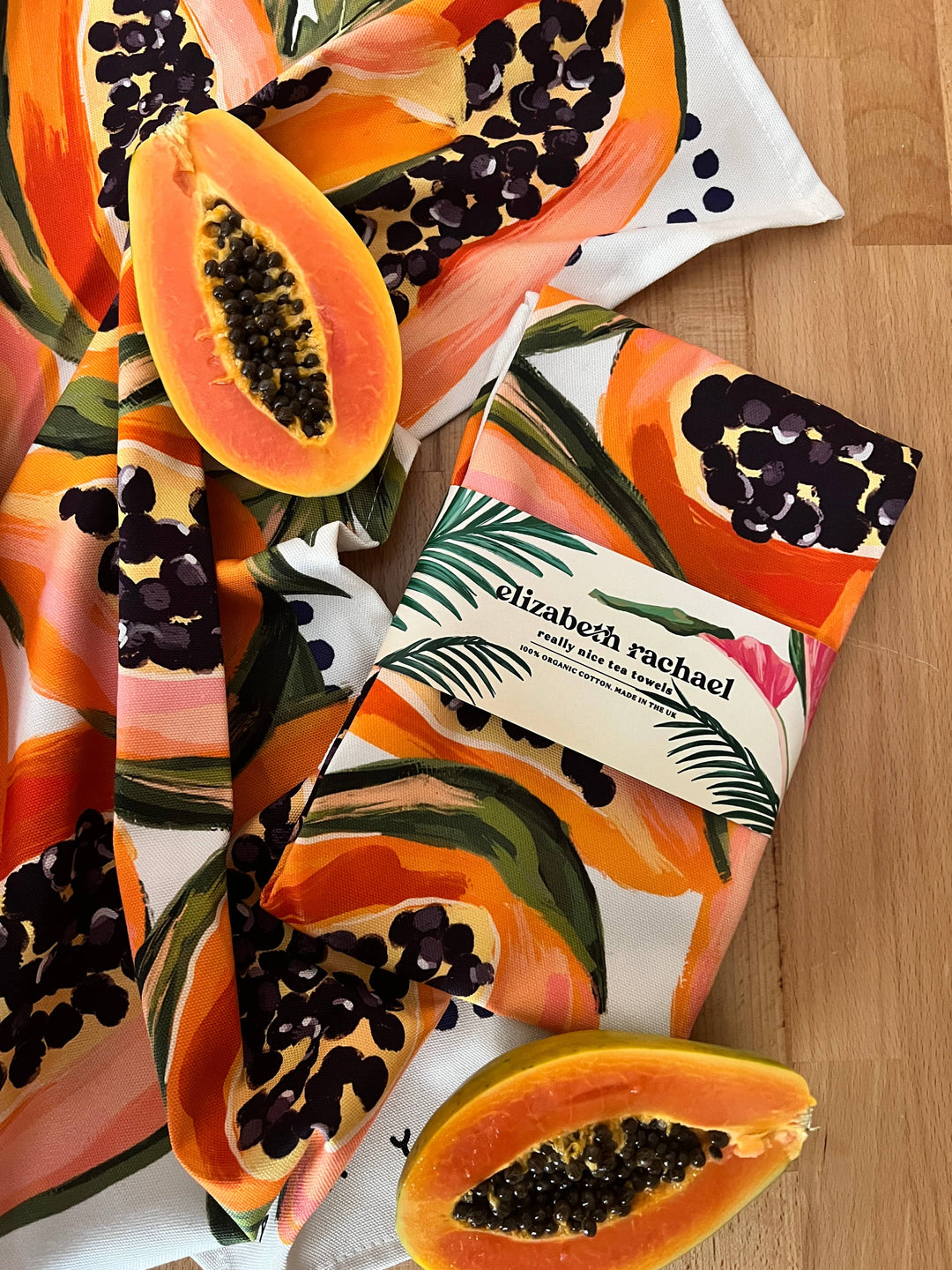 Luxury Tea Towel Papay Print, 100%  Cotton Dish Towel