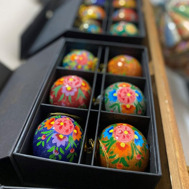 Handmade Kashmiri Bauble Decorations (gift set of 6) by Honest Honest Love Our Planet