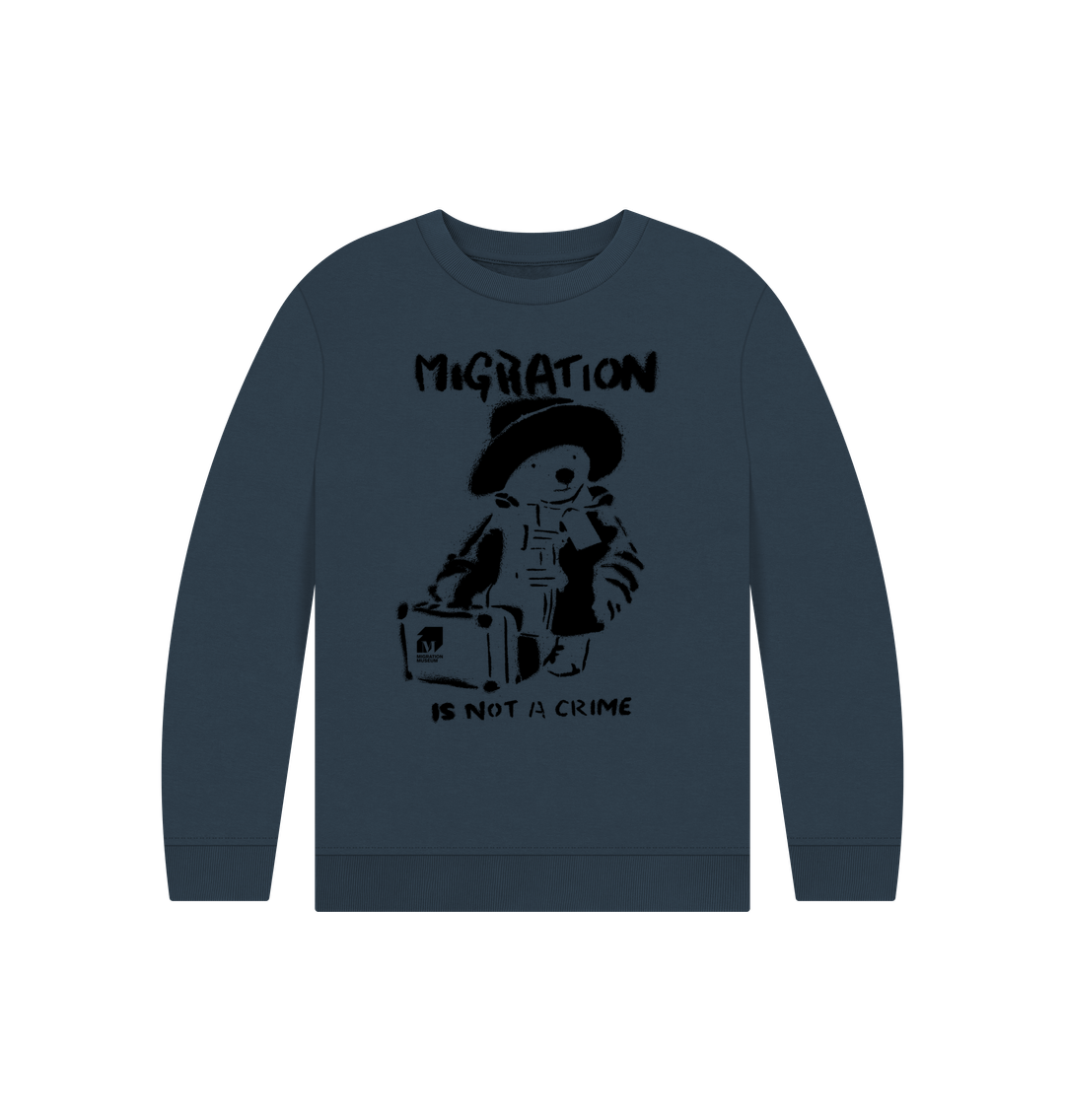 Navy Blue Migration Is Not A Crime - Children's Jumper