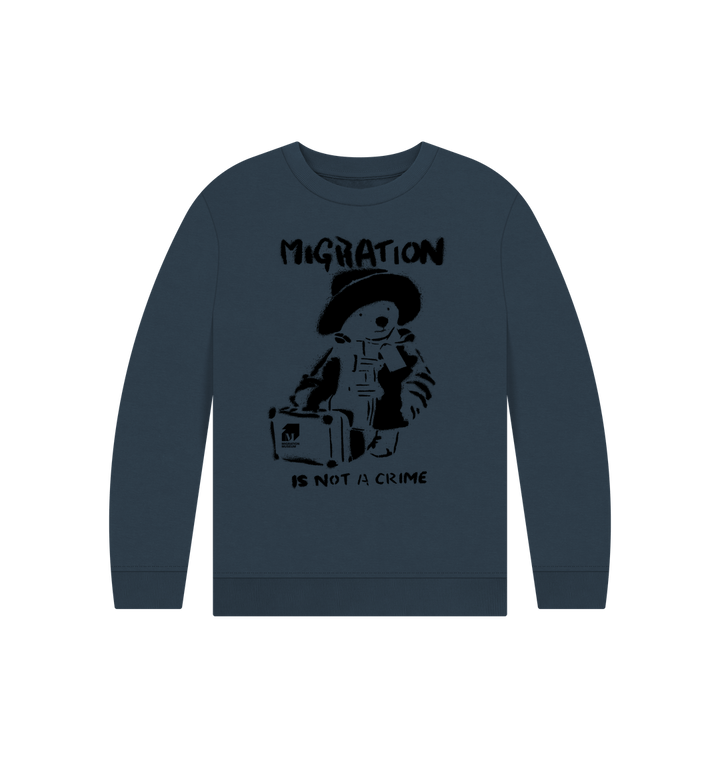 Navy Blue Migration Is Not A Crime - Children's Jumper