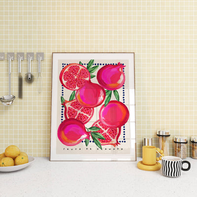 Pomegranate Illustration. Kitchen art print: A4