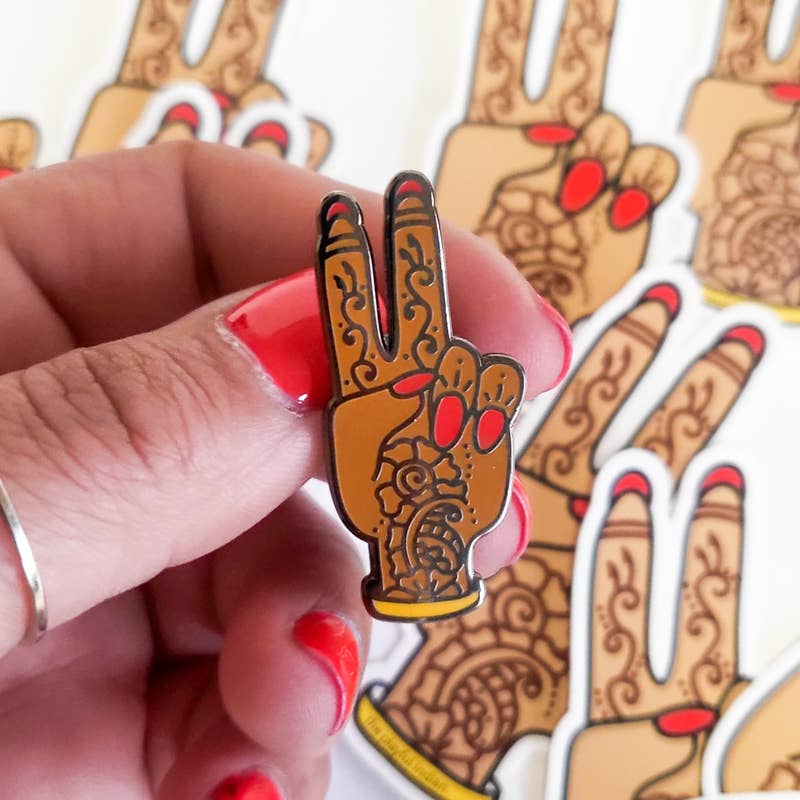 Peace Mehndi Hand Enamel Pin The Playful Indian