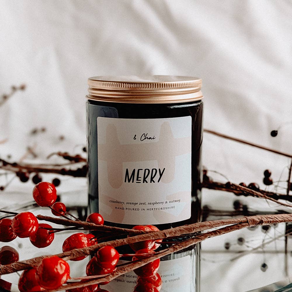 Merry Soy Candle | Orange & Cranberry Christmas Scent
