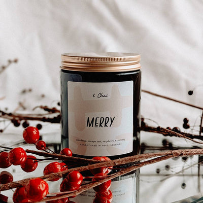 Merry Soy Candle | Orange & Cranberry Christmas Scent
