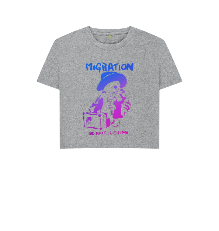 Athletic Grey Migration Is Not a Crime - Organic Cotton Women's Boxy Tee