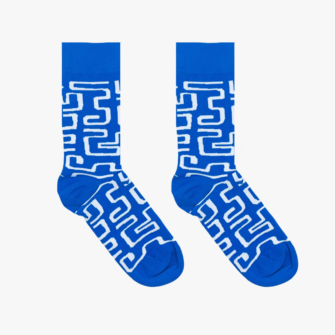 Afropop Karo Blue Socks Large Afropop