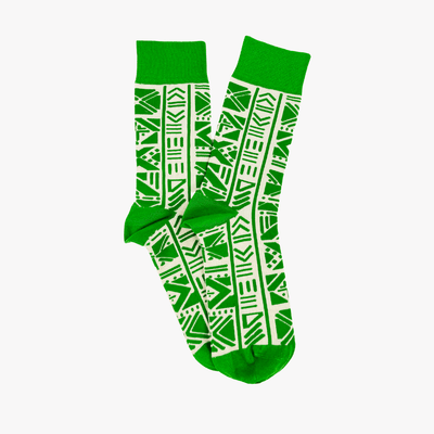 Afropop Bogolan Green Socks Large Afropop