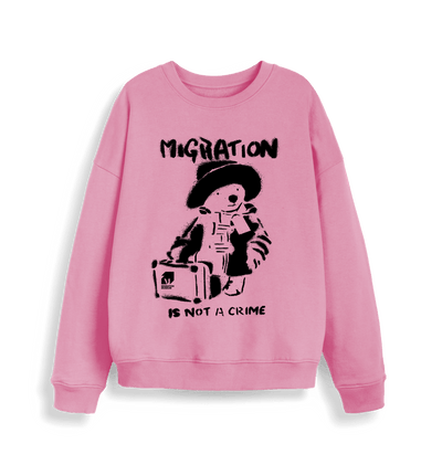 Bubble Pink Migration is Not a Crime Women's Oversized Organic Sweatshirt