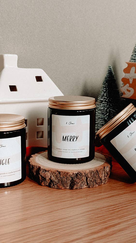 Merry Soy Candle | Orange & Cranberry Christmas Scent