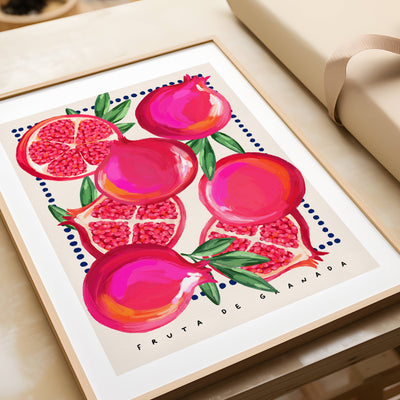 Pomegranate Illustration. Kitchen art print: A4