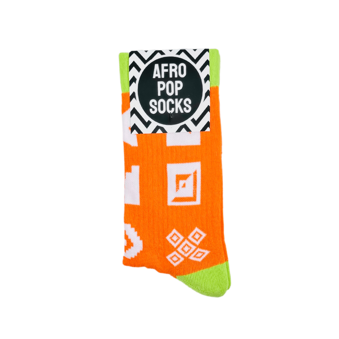 Afropop Orange Icon Sports Socks: S/MA