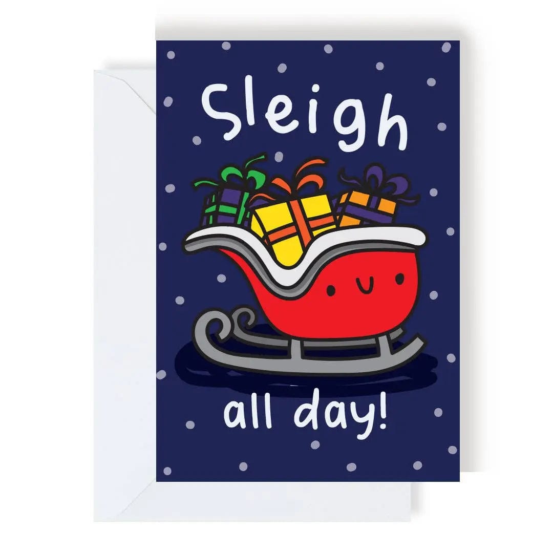 Sleigh All Day Christmas Greeting Card The Playful Indian