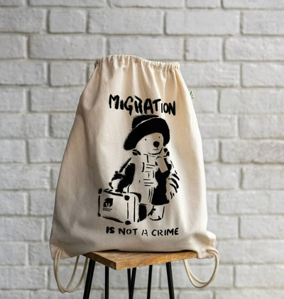 Migration is not a Crime drawstring bag Migration Museum