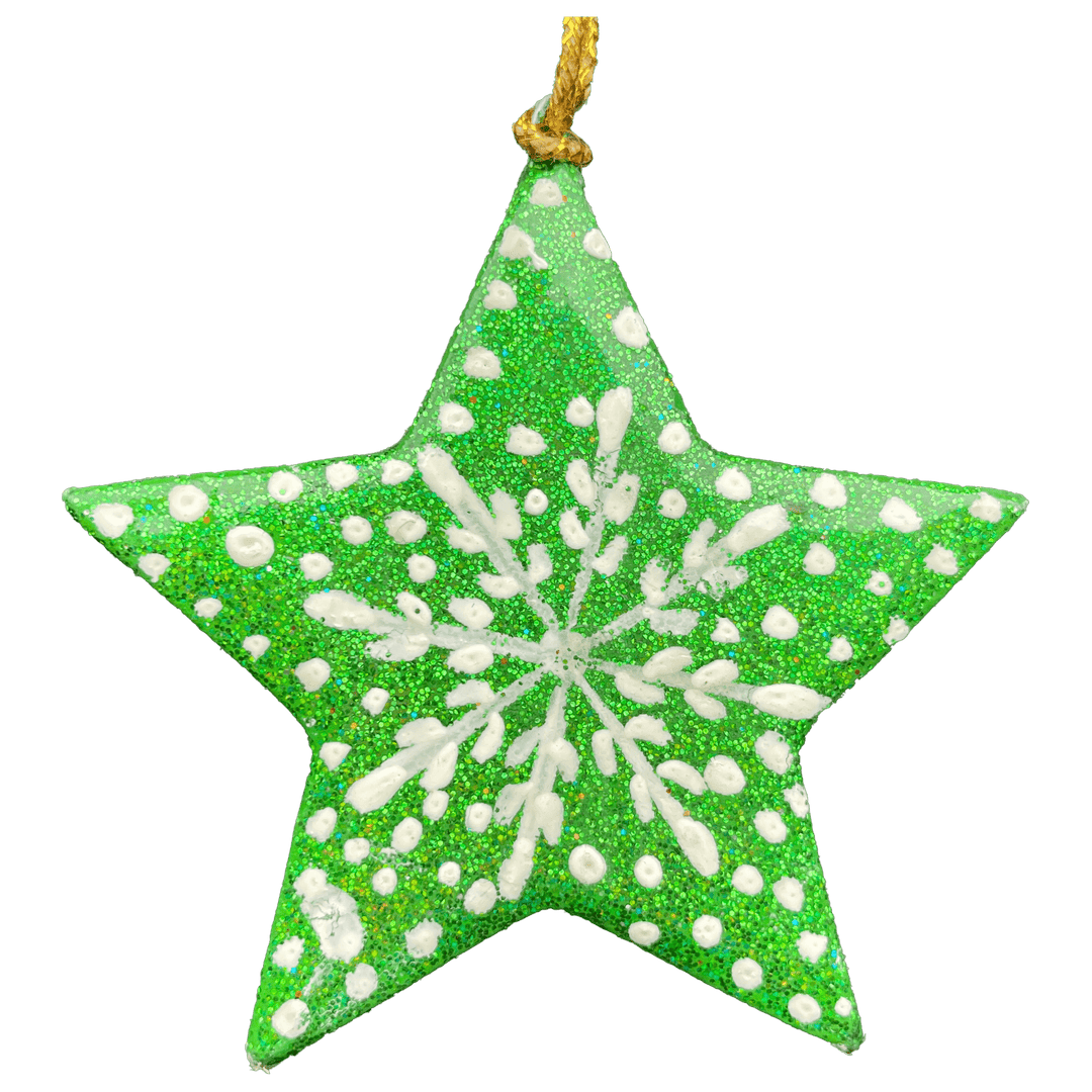 Hanging 2D Star, Papier-mache - Frozen 3": Turquoise