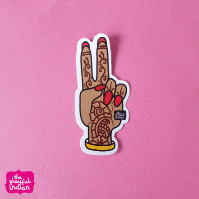 Peace Menhdi Hand Vinyl Sticker