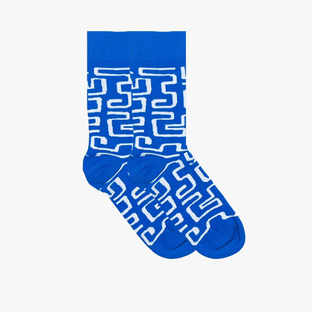 Afropop Karo Blue Socks Large Afropop