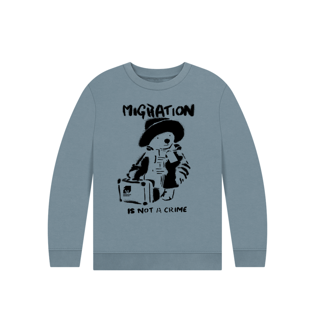 Stone Blue Migration Is Not A Crime - Children's Jumper