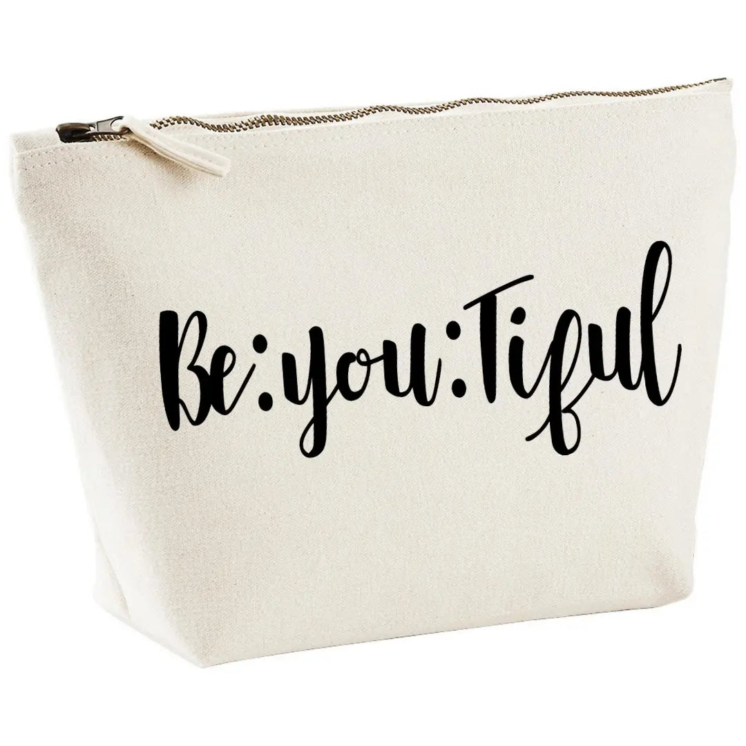 Be:you:tiful Canvas Pouch Cosmetic Bag Purse in cream by Afrotouch - Migration Museum Shop
